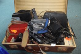 Vintage Case Containing Assorted Photographic Equi