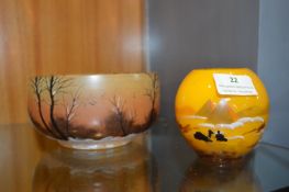 Two Hand Painted Glass Bowls