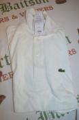 *Lacoste Classic Fit White Polo Shirts US Size: M