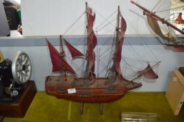 Wooden Model Sailing Ship