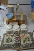 Kitchenware, Storage Jars, Bread Bin, Cushions, et