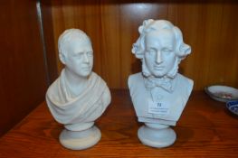 Two Parian Busts of Mendelssohn and Sir Walter Scott