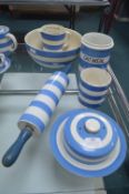 T.G. Green Cornish Ware Bowl, Rolling Pin, Cheese Dish, etc.
