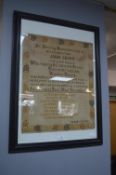 Framed Victorian Remembrance Sampler
