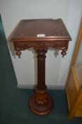 Craved Mahogany Plant Stand