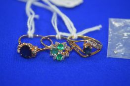 Two 18ct Gold Rings ~6g gross plus One Unmarked Ring (missing some stones)