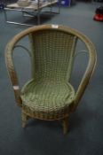 Green Painted Wicker Bedroom Chair
