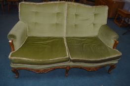 Modern Two Sofa with Carved Wood Frame