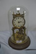 Brass Skeleton Clock with Glass Dome