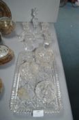 Glass Candlesticks and a Dressing Set