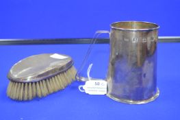 Silver Tankard Hallmarked Birmingham 1977 ~370g plus Distressed Silver Clothes Brush