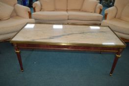 Marble Topped Coffee Table with Gilded Brass Detai
