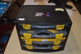 *Sealey Four Case Portable Modular Organiser and Contents of Assorted Bicycle Parts Including Rim