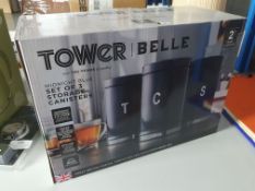 * Tower midnight blue storage canisters