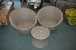 *Rattan Style Patio Set Comprising Two Bucket Seat