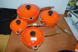 Set of Four Le Creuset Graduated Cast Iron Enamel
