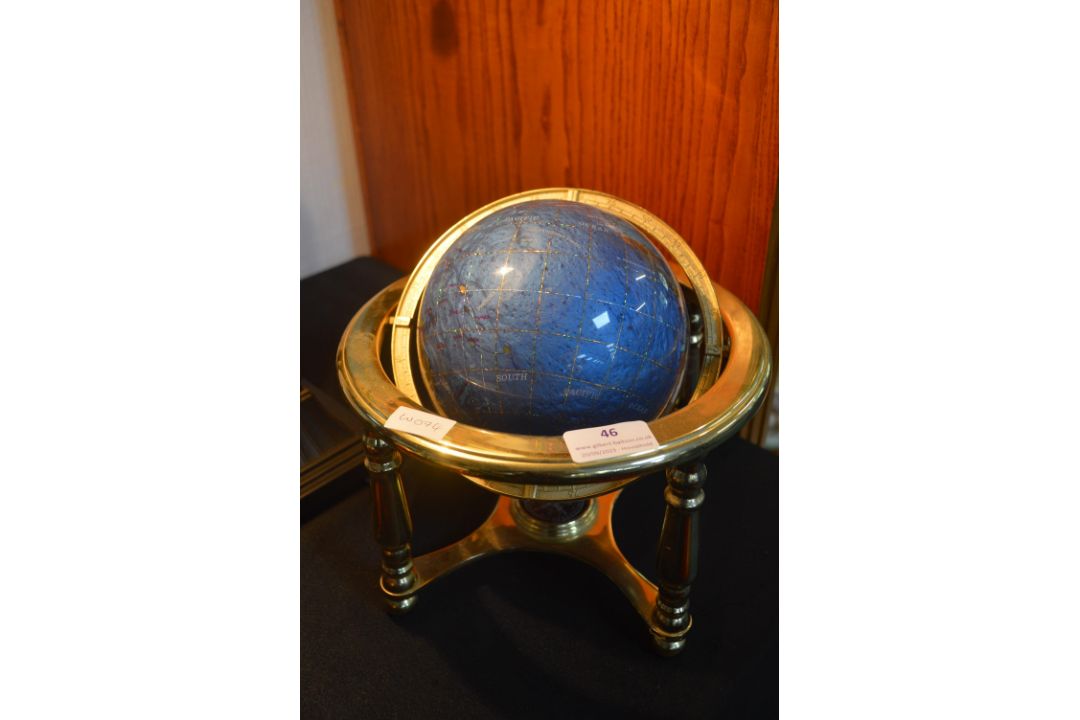 Gemstone Globe with Brass Mount