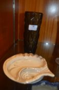 Vintage Studio Glass Vase plus Decorative Ashtray