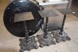 Three Black 90cm Circular Tabletops and Bases