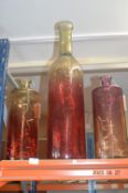 *Three Red Light Up Display Vases