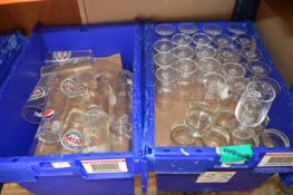 *Quantity of Assorted Branded Glasses Including Shipyard, Poretti, Pepsi, etc. (crates not