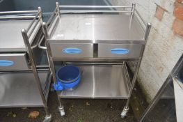 *Stainless Steel Two Drawer Trolley with Undershelf
