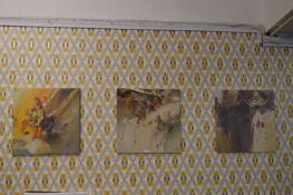 Abstract Oil on Canvas Triptych Signed Wilkinson