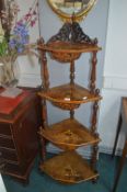Victorian Inlaid Mahogany & Walnut Four Tier Whatnot
