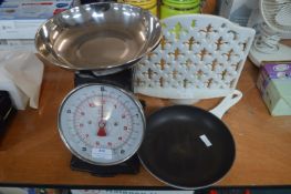 Kitchen Scales, Bookstand, and Small Le Creuset Fr