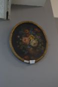 Gilt Framed Victorian Oval Oil on Board Still Life