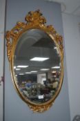 Oval Gilt Framed Beveled Edge Mirror