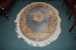 Oval Rug with Floral Design
