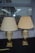 Pair of Table Lamps with Cream Shades