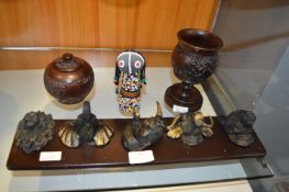 African Animal Wall Plaque plus Carved Wooden Box,