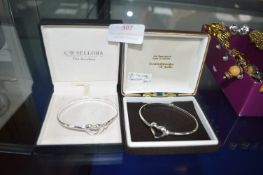 Two Silver Heart Bangles