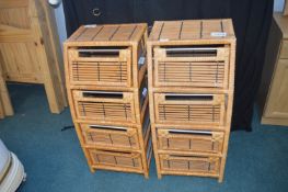 Pair of Basket Weave Drawer Units