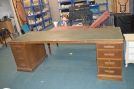 Oak Extra Long Leather Topped Desk