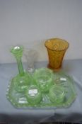 Vintage Glass Dressing Set, Pottery Items, etc.