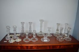 Quantity of Glass Candlesticks