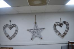 Three Large Willow Wall Hangings