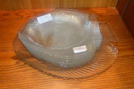 Vintage Glass Fish Platter plus Eight Plates