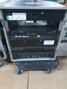 * flight case' style cabinet with audio equipment on trolly