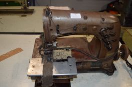 Union Special Double Needle Sewing Machine on Table with Electric Motor