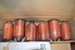 Six Orange Bonded Nylon Bobbins