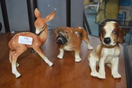 Three Pottery Animal Figures