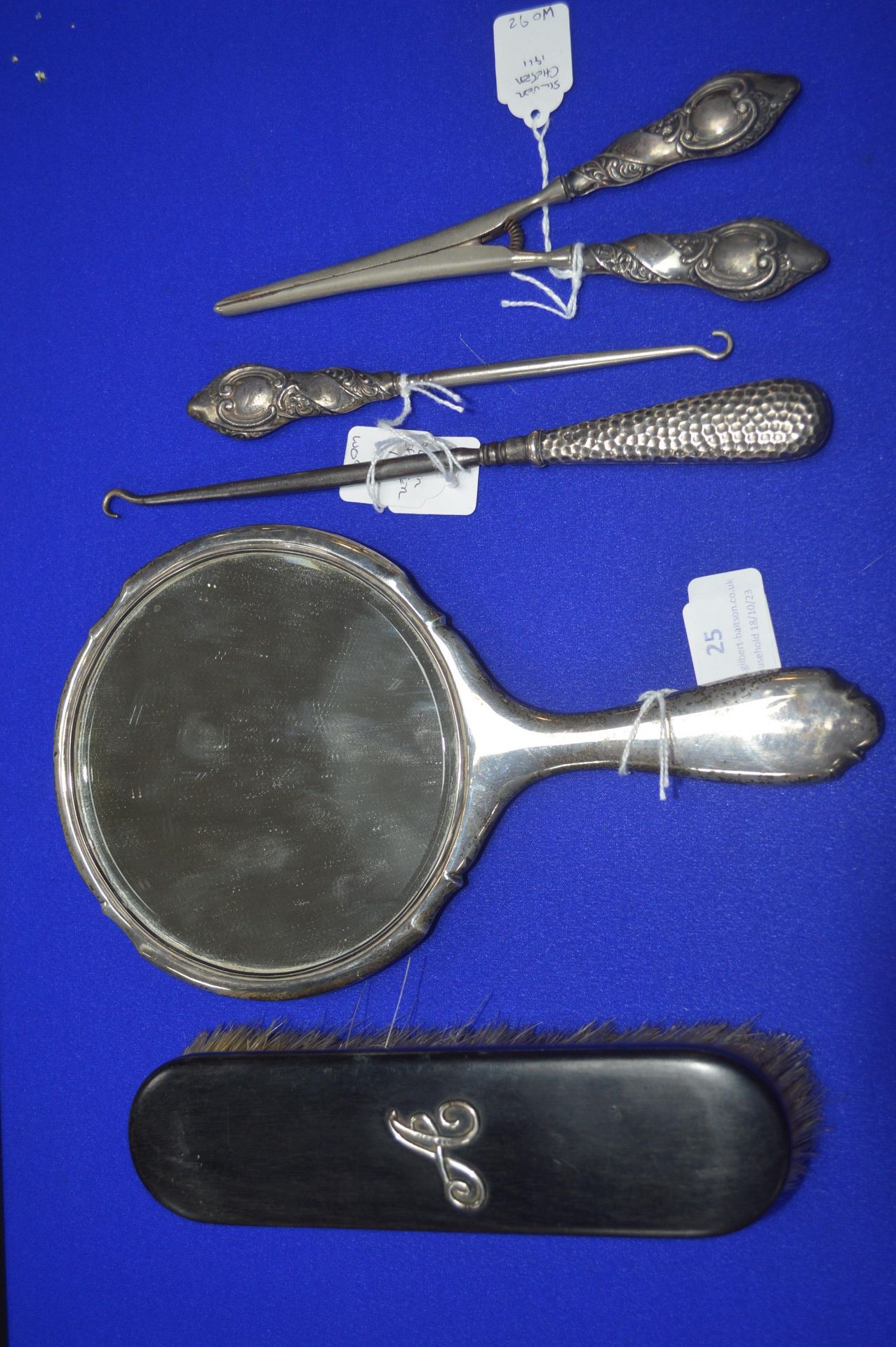 Sterling Silver Dressing Table Items, Button Hooks, etc. Assorted Hallmarks