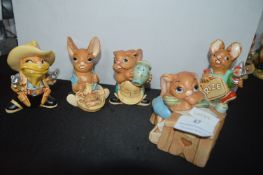 Five Pendelfin Rabbit Figures