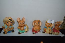 Five Pendelfin Rabbits Figures