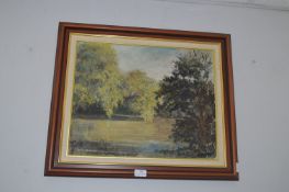 Framed Oil on Board Riverscape by Dorothy Bradshaw
