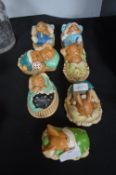 Seven Pendelfin Sleeping Rabbit Figures